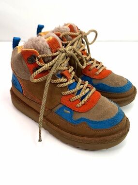 UGG Brown Blue Orange Highland Hi Heritage High-Top Lace Up Suede Sneaker Boots